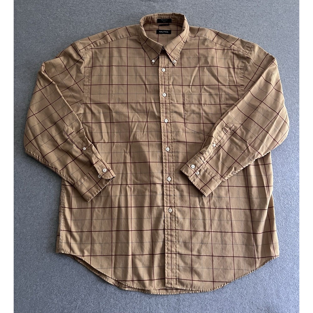 Nautica Shirt Mens Medium Multicolor Plaid Long Sleeve Button Down XXL Cotton